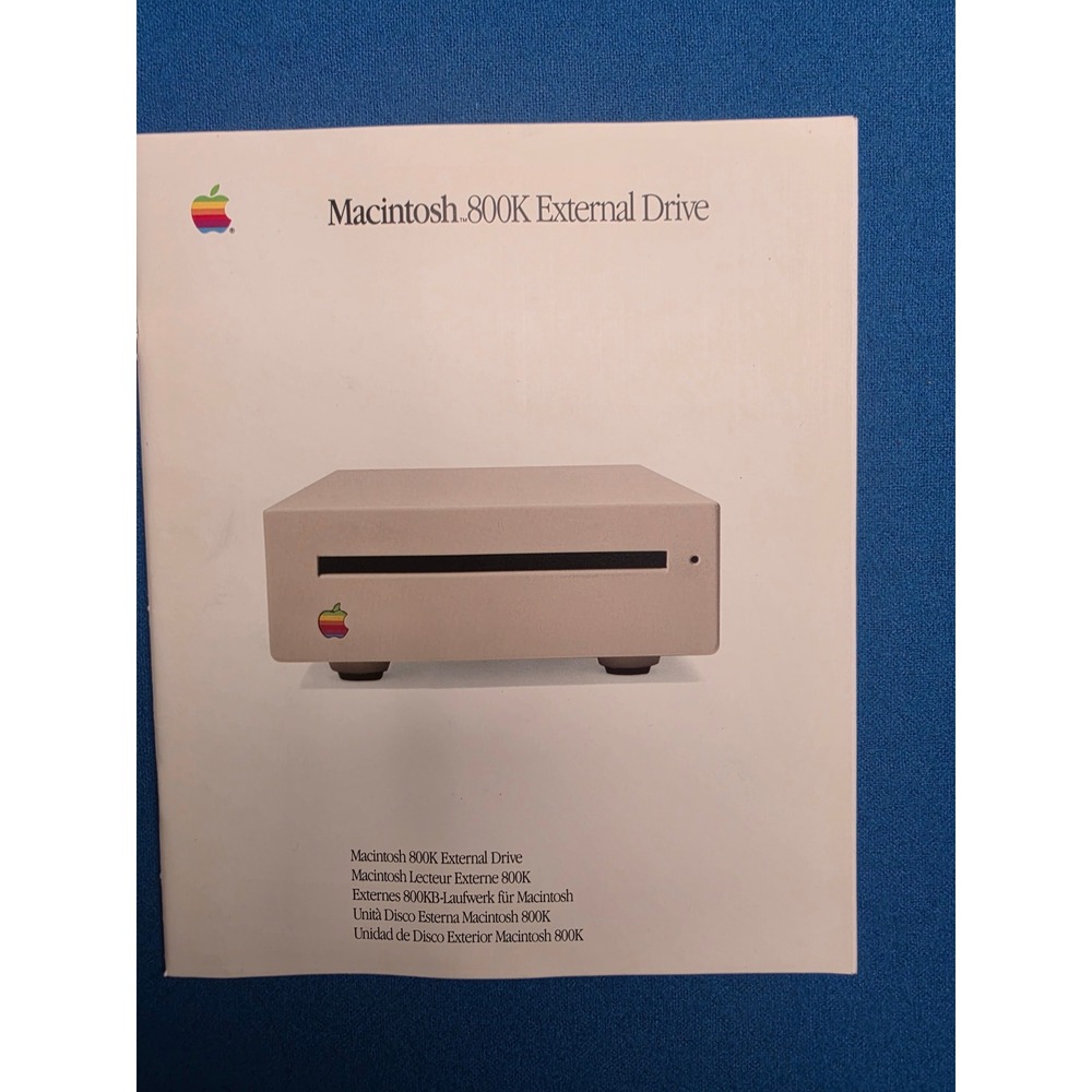 Apple Macintosh 800K External Drive Manual Vintage OS Excellent Rainbow Logo